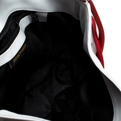 Pre Owned Emporio Armani White/Red Leather Bow Hobo 