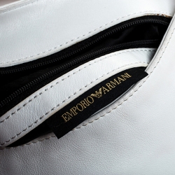 Pre Owned Emporio Armani White/Red Leather Bow Hobo 