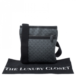 Emporio Armani Grey/Black Coated Canvas Messenger Bag