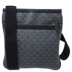 Emporio Armani Grey/Black Coated Canvas Messenger Bag