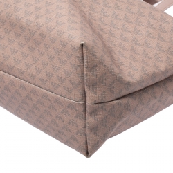 Pre Owned Emporio Armani Beige Monogram Coated Canvas Tote