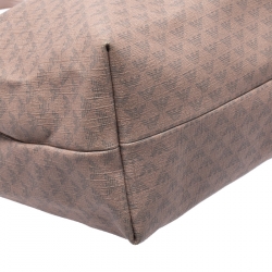 Pre Owned Emporio Armani Beige Monogram Coated Canvas Tote
