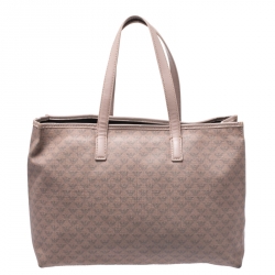 Pre Owned Emporio Armani Beige Monogram Coated Canvas Tote