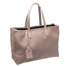 Pre Owned Emporio Armani Beige Monogram Coated Canvas Tote