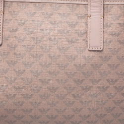 Pre Owned Emporio Armani Beige Monogram Coated Canvas Tote