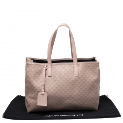 Pre Owned Emporio Armani Beige Monogram Coated Canvas Tote