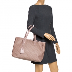 Pre Owned Emporio Armani Beige Monogram Coated Canvas Tote