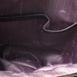 Pre Owned Emporio Armani  Black Croc Embossed Leather Satchel