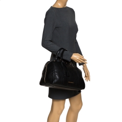 Pre Owned Emporio Armani Black Leather Dome Satchel