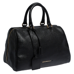 Pre Owned Emporio Armani Black Leather Dome Satchel