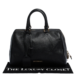 Pre Owned Emporio Armani Black Leather Dome Satchel