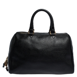 Pre Owned Emporio Armani Black Leather Dome Satchel