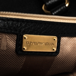 Pre Owned Emporio Armani Black Leather Dome Satchel