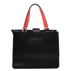 Pre Owned Emporio Armani Black/Red Leather Tote