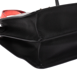 Pre Owned Emporio Armani Black/Red Leather Tote