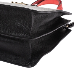 Pre Owned Emporio Armani Black/Red Leather Tote