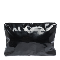 Pre Owned Emporio Armani Black Patent Leather Oversized Clutch