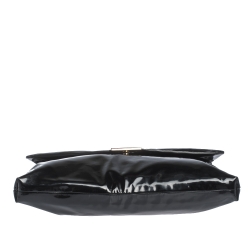 Pre Owned Emporio Armani Black Patent Leather Oversized Clutch