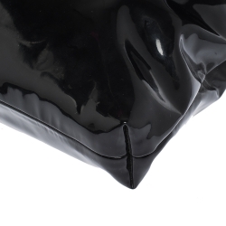 Pre Owned Emporio Armani Black Patent Leather Oversized Clutch