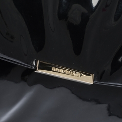 Pre Owned Emporio Armani Black Patent Leather Oversized Clutch
