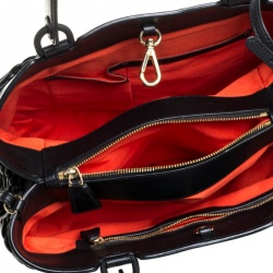 Emporio Armani Black/Beige Leather and Canvas Woven Knot Shoulder Bag