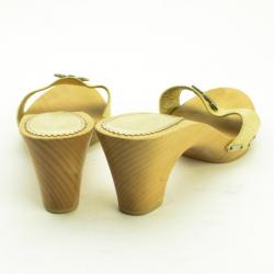 Emporio Armani Cream Croc Embossed Wooden Clogs Size 38