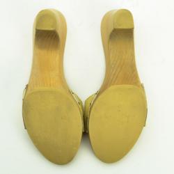 Emporio Armani Cream Croc Embossed Wooden Clogs Size 38