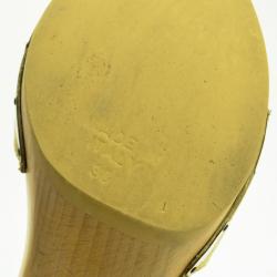 Emporio Armani Cream Croc Embossed Wooden Clogs Size 38