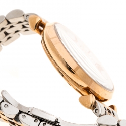 Pre Owned Emporio Armani White Crystal Two Tone Stainless Steel AR1926 Women's Wristwatch 32MM