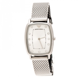 Pre Owned Emporio Armani Silver Stainless Steel Epsilon AR2495 Women's Wristwatch 24 mm