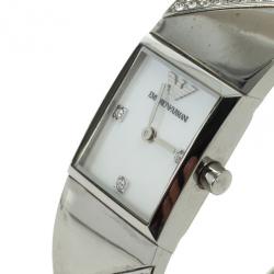 Emporio Armani Crystal Set Bangle Womens Wristwatch 20 MM
