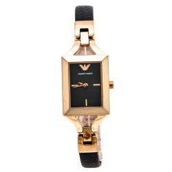 Emporio Armani Black Rose Gold Plated Stainless Steel Classic AR7373 Women's Wristwatch 20 mm