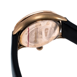 Pre Owned Emporio Armani Black Mother Of Pearl Rose Gold Tone Stainless Steel Leather Classic AR1802 Women's Wristwatch 27 mm