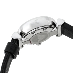 Pre Owned Emporio Armani Black Mother Of Pearl Stainless Steel Leather Classic Retro AR1684 Women's Wristwatch 22 mm