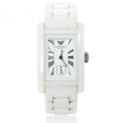 Pre Owned Emporio Armani White Ceramica Womens Wristwatch 25 MM