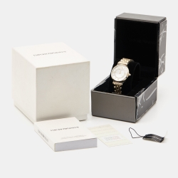 Pre Owned Emporio Armani Mother Of Pearl Gold PVD Coated Stainless Steel Classic AR1907 Women's Wristwatch 32 mm