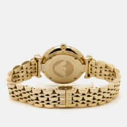 Pre Owned Emporio Armani Mother Of Pearl Gold PVD Coated Stainless Steel Classic AR1907 Women's Wristwatch 32 mm