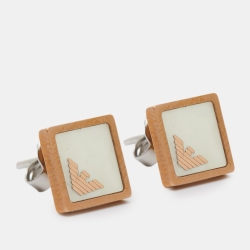 Pre Owned Emporio Armani Mother of Pearl Two Tone Stainless Steel  AR80019 Women's Wristwatch 32 mm &  Earings Set