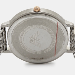 Pre Owned Emporio Armani Mother of Pearl Two Tone Stainless Steel  AR80019 Women's Wristwatch 32 mm &  Earings Set