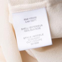 Equipment Beige Silk Neck Tie Detail Long Sleeve Blouse L