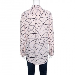Pre Owned Equipment Blush Pink Star Printed Silk Long Sleeve Blouse S