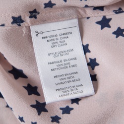Pre Owned Equipment Blush Pink Star Printed Silk Long Sleeve Blouse S