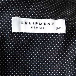 Equipment Navy Blue Polka Dotted Silk Collared Sleeveless Jumpsuit S 