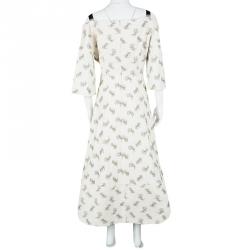 Pre Owned  فستان ايرديم SS'17  كيرول زهور جاكارد أوتومين عاجي L