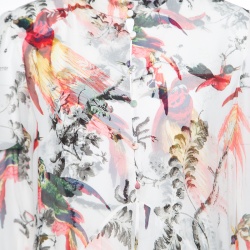 Erdem Parrot Printed Silk Chiffon Printed Handkerchief Hem Kaylah Dress M