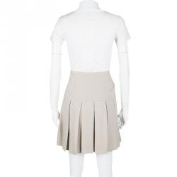 Pre Owned Ermanno Scervino Beige Wool Pleated Mini Skirt L