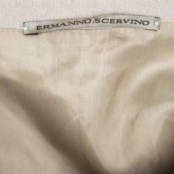 Pre Owned Ermanno Scervino Beige Wool Pleated Mini Skirt L