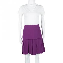 Pre Owned Ermanno Scervino Purple Wool Pleated Mini Skirt M
