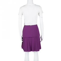 Pre Owned Ermanno Scervino Purple Wool Pleated Mini Skirt M