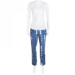 Pre Owned Ermanno Scervino Indigo Tie Dye Denim Jeans L